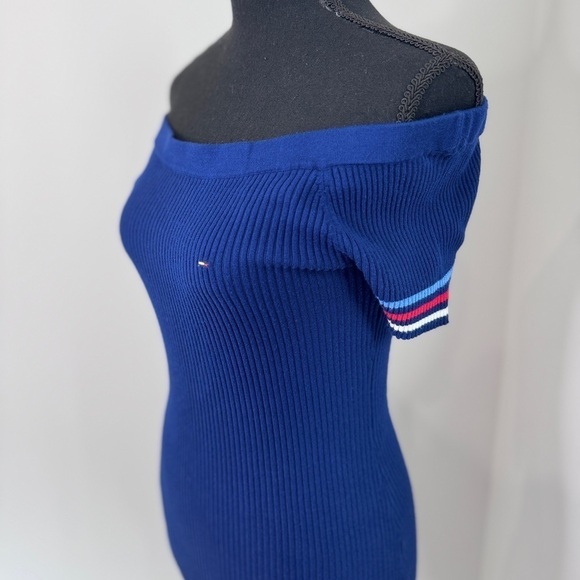 Tommy Hilfiger Denim Blue Off Shoulder Stretchy Bodycon Dress (M) - Picture 6 of 11